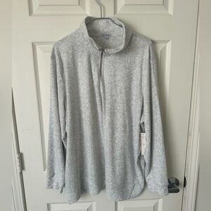 THEO & SPENCE Light Gray Zip-Up Sweater.